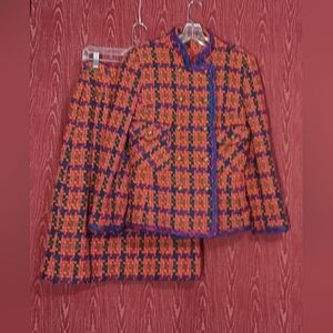 VINTAGE Union Made 2 Piece Long Sleeve Button Collared Skirt Suit Women's